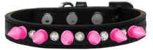 Load image into Gallery viewer, CRYSTAL & BRIGHT PINK SPIKES DOG COLLARS